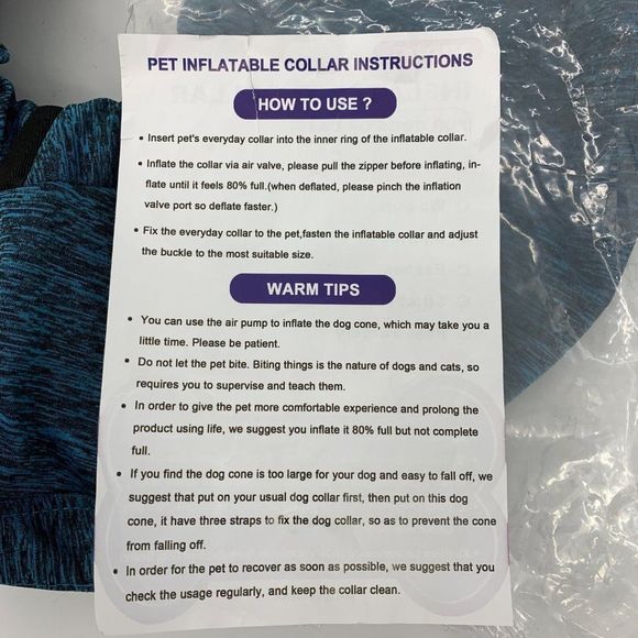 Midog Pet Collar Inflate Blue Large After Surgury Protective Cone Recover 3117 - Picture 4 of 10